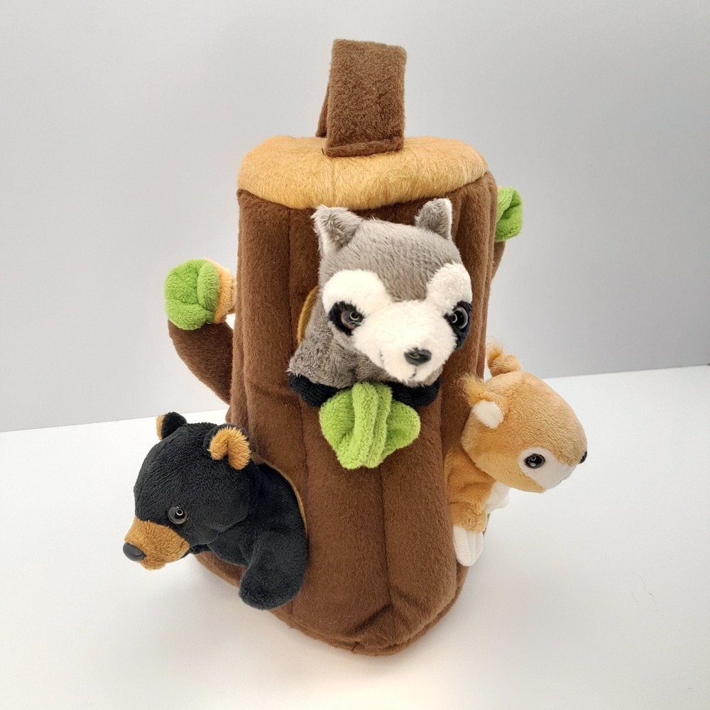 Unipak Plush Forest Animal House Tree Trunk with Raccoon Bear and Squirrel - Picture 3 of 10